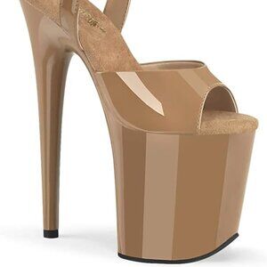 pleaser shoes size 6, 9inch high, brand new near wore, beige